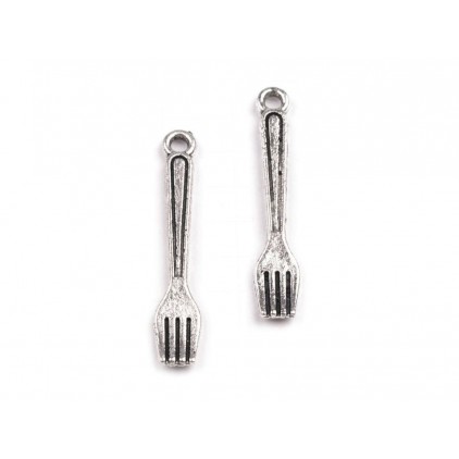 Metal fork pendant - silver 0,5 x 2,2 cm