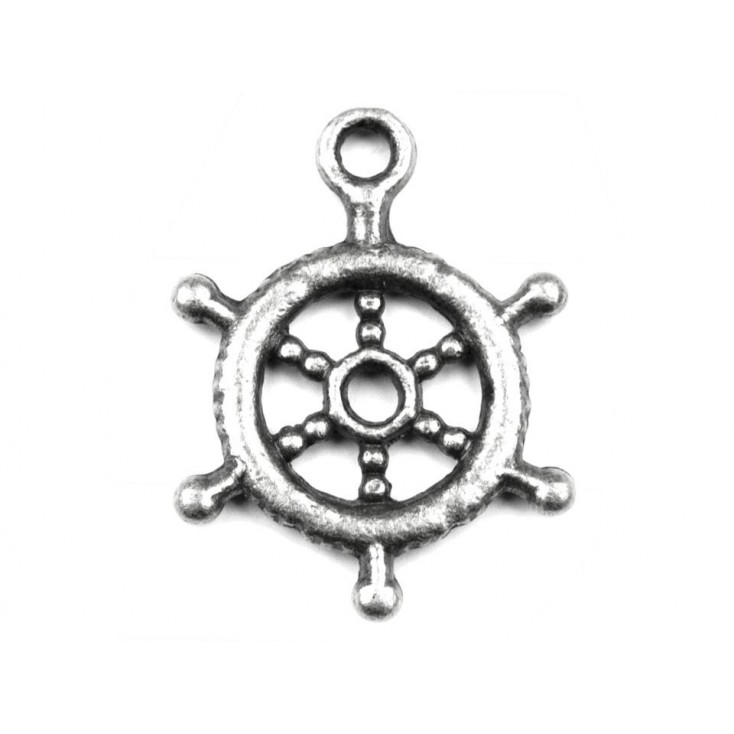 Metal steering wheel pendant - silver Ø 1,5 cm