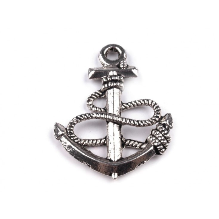 Metal anchor pendant - silver 1,8 x 2,4 cm