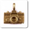 Metalowa zawieszka aparat fotograficzny - stare złoto 2,1 x 2,1 cm