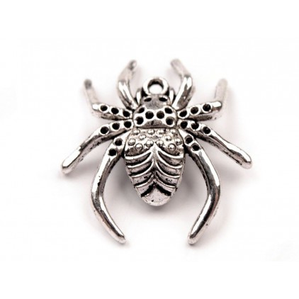 Metal spider pendant - silver 2,5 x 3,0 cm