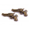 Metalowa zawieszka pistolet - stare złoto 1,2 x 2,2 cm