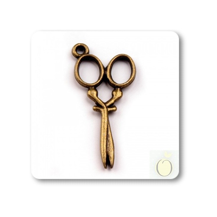 Metal scissors pendant - old gold 1,3 x 3,0 cm