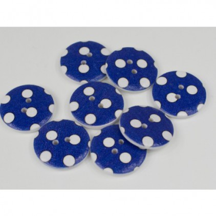 wooden button navy blue with white dots - 2.5 cm