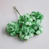 Scrapbooking flowers - light green mullberry paper roses - 5 pieces