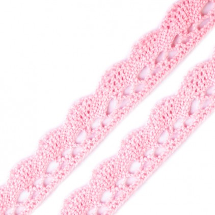 Cotton bobbin lace - pink - width 1.5 cm - 1 meter