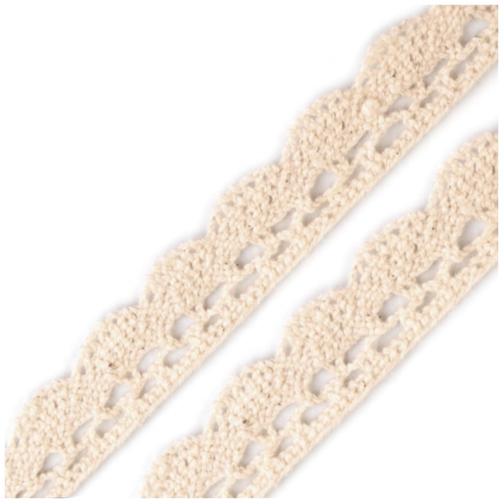 Cotton bobbin lace - beige - width 1.5 cm - 1 meter
