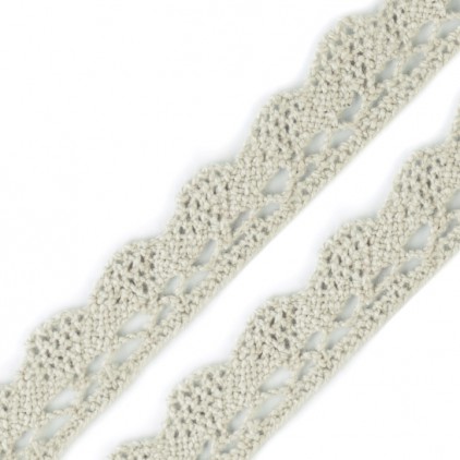 Cotton bobbin lace - gray-green- width 1.5 cm - 1 meter