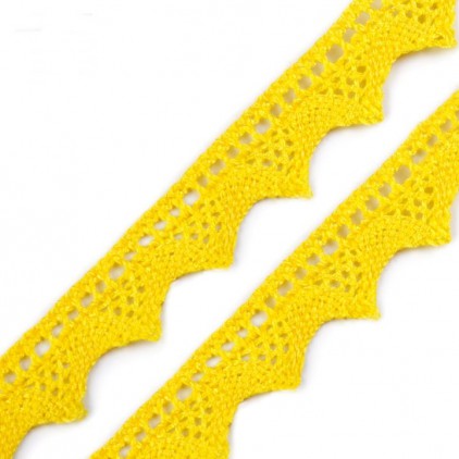 Koronka bawełniana klockowa - żółta - szerokość 1,8 cm - 1 metr