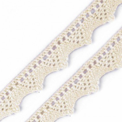 Cotton bobbin lace - beige - width 1.8 cm - 1 meter