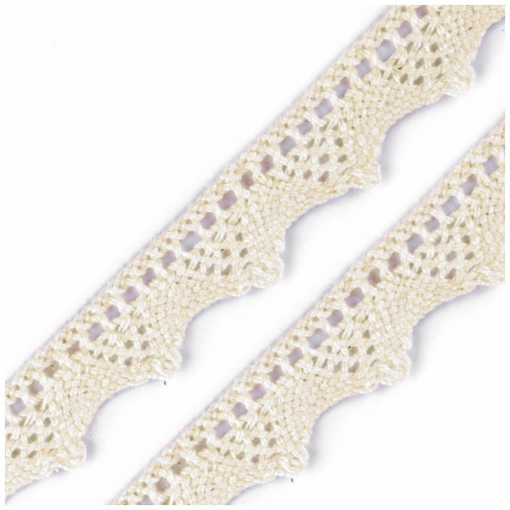 Cotton bobbin lace - beige - width 1.8 cm - 1 meter