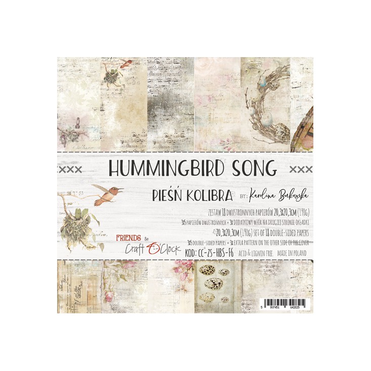 Scrapbooking papiery - bloczek 20 x 20 cm - Hummingbird Song - Craft O Clock
