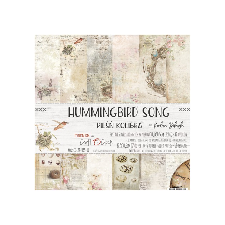 Scrapbooking papers - 30x30cm - Hummingbird Song - Craft O clock