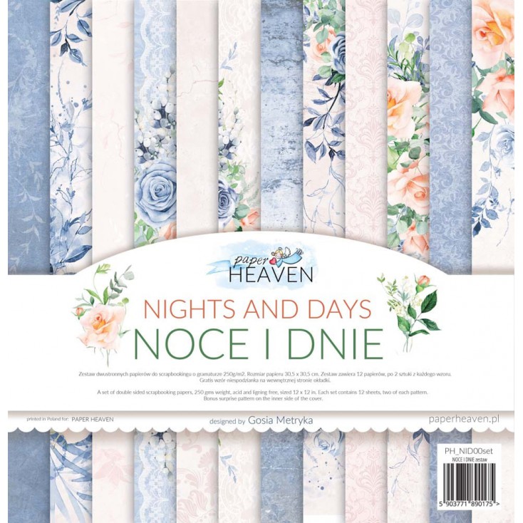 Set of 12 scrapbooking papers - Paper Heaven - Nights and days