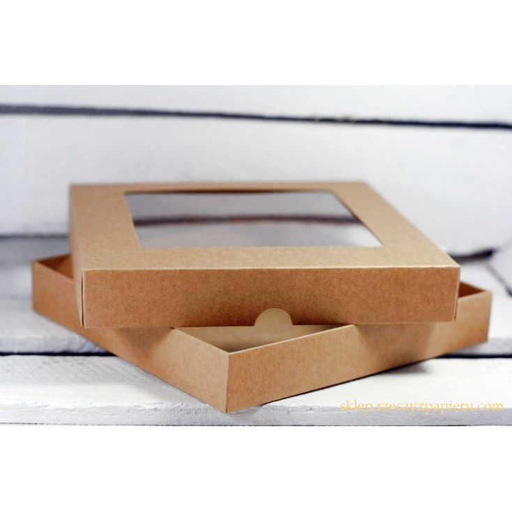 Pudełko craft na kartkę z okienkiem - niskie, kwadratowe - Rzeczy z Papieru