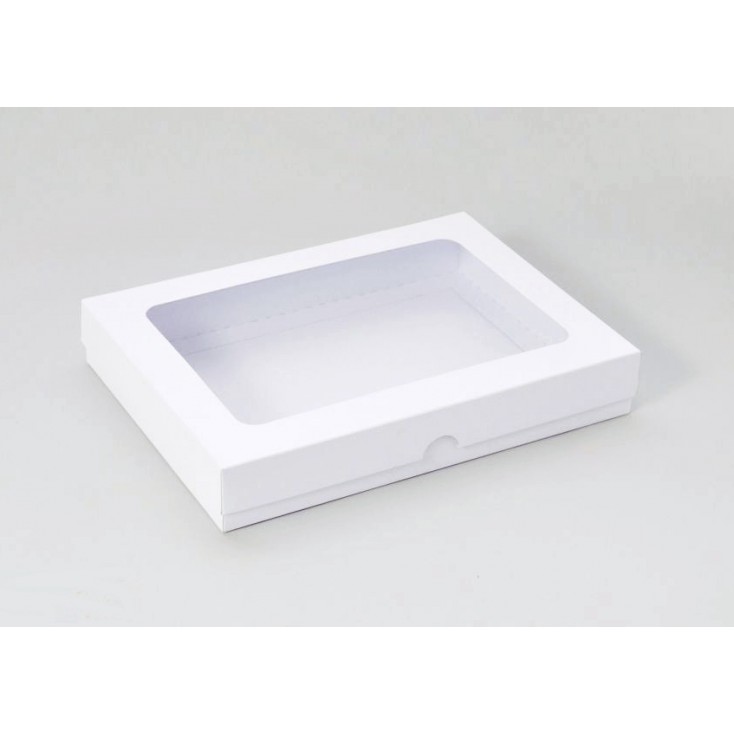 Białe pudełko z okienkiem - na kartkę A5 - niskie - Rzeczy z Papieru