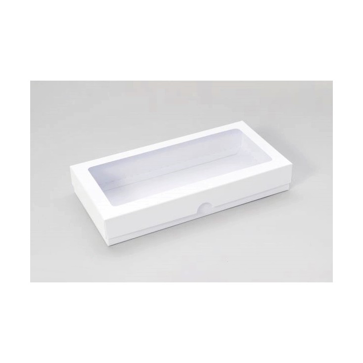 Białe pudełko z okienkiem - na kartkę DL - niskie - Rzeczy z Papieru