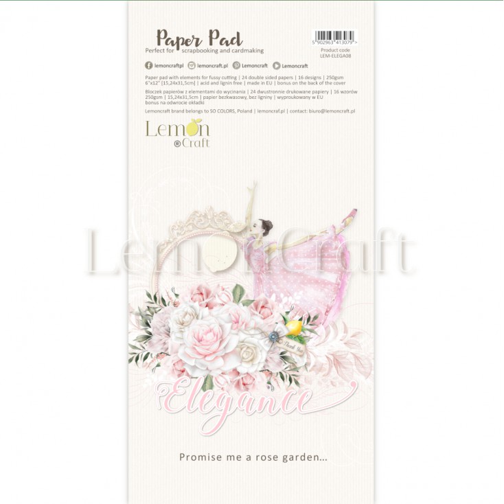 Pad scrapbooking papers 15x30.5cm - Elegance Elements for fussy cutting - Lemoncraft
