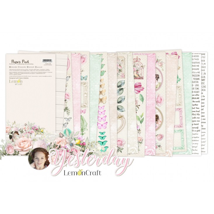 Pad scrapbooking papers 15x30.5cm - Yesterday Elements for fussy cutting - Lemoncraft