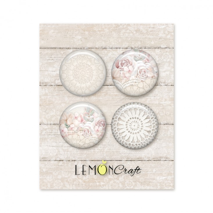 Zestaw samoprzylepnych ozdób / buttonów - Linen Story - Lemoncraft - LEM-LINSTO04