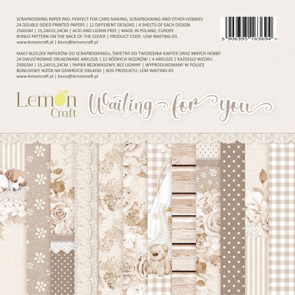 Bloczek papierów do scrapbookingu 15x15cm - Waiting for you - Lemoncraft