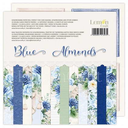Pad scrapbooking papers 15x15cm - Blue almonds - Lemoncraft