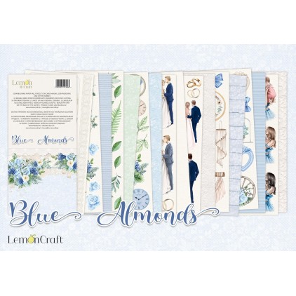 Pad scrapbooking papers for fussy cutting - 15x30.5cm - Blue almonds - Lemoncraft