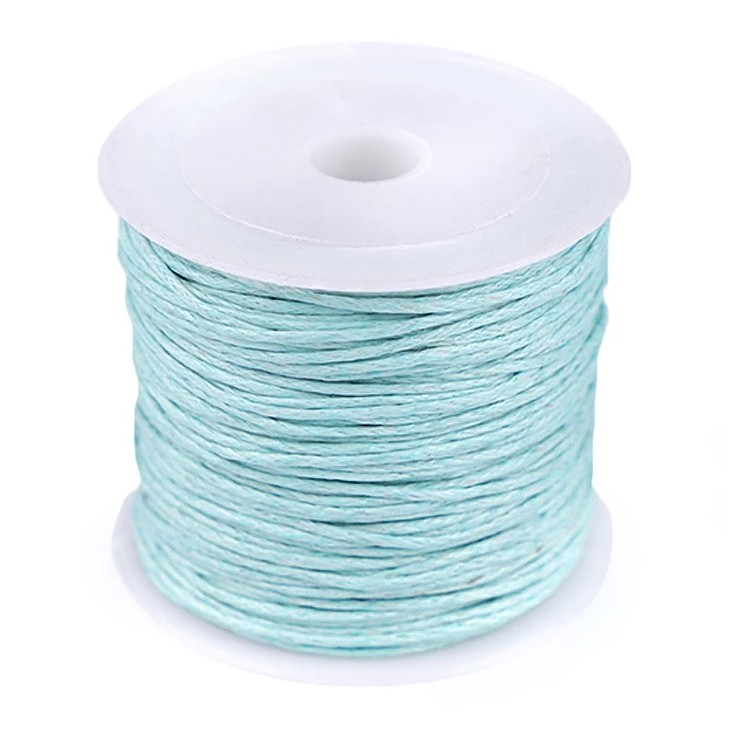 cotton waxed - light turquoise cord - Ø 0,8 mm - one spool