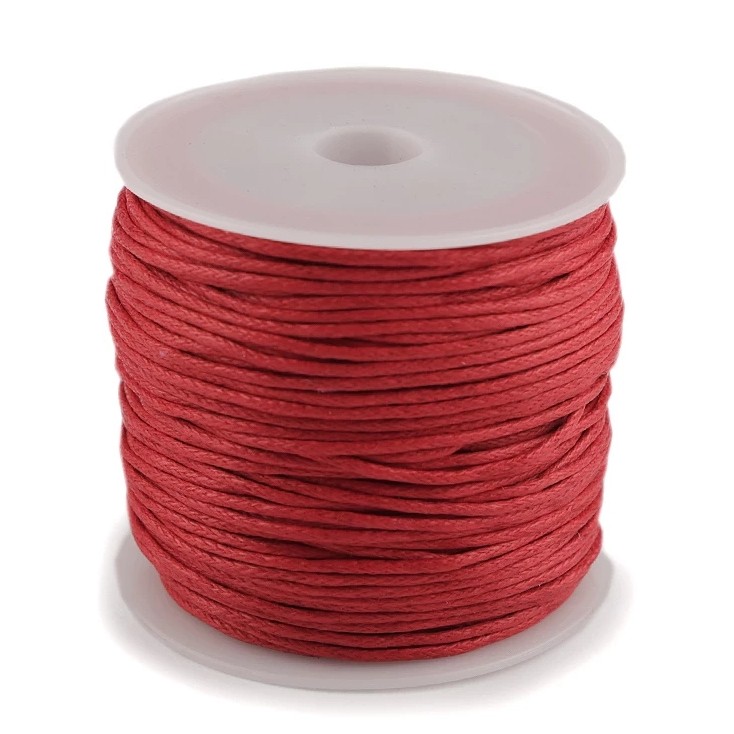 cotton waxed cord - red color - Ø 0,8 mm - one spool