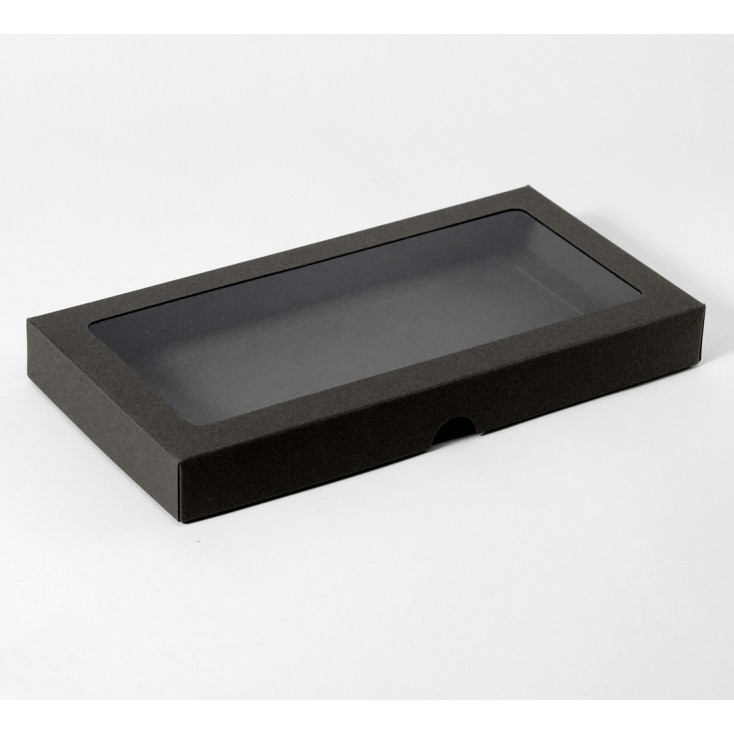 Czarne pudełko na kartkę DL - z okienkiem - niskie - Rzeczy z Papieru
