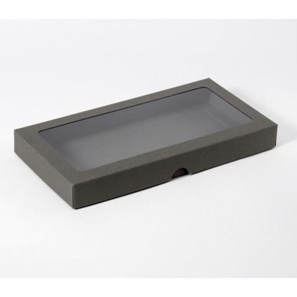 Gray box for a DL card - with transparent window - low - Rzeczy z Papieru