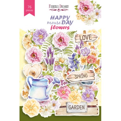 Paper die cutss - Happy mouse day flowers - Fabrika Decoru - 76 pieces