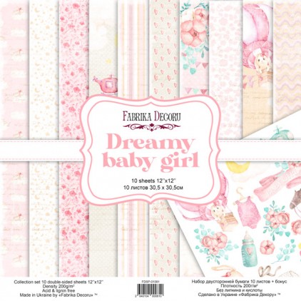 Scrapbooking papers - set of papers 30x30cm - Dreamy baby girl - Fabrika Decoru