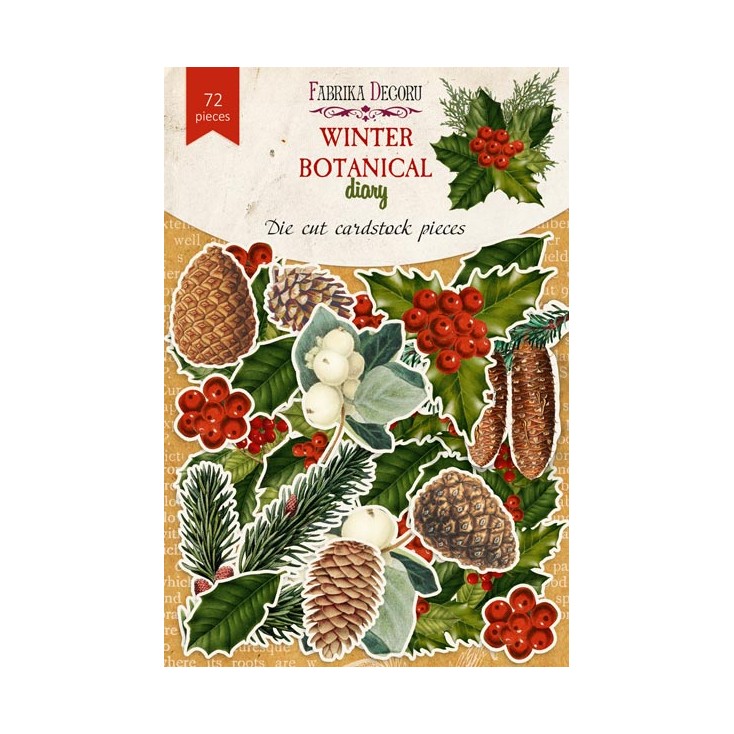 Papierowe kształty - die-cuts - Winter botanical diary - Fabrika Decoru - 72- elementów