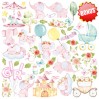 Scrapbooking papers - set of papers 30x30cm - My cute baby elephant girl - Fabrika Decoru