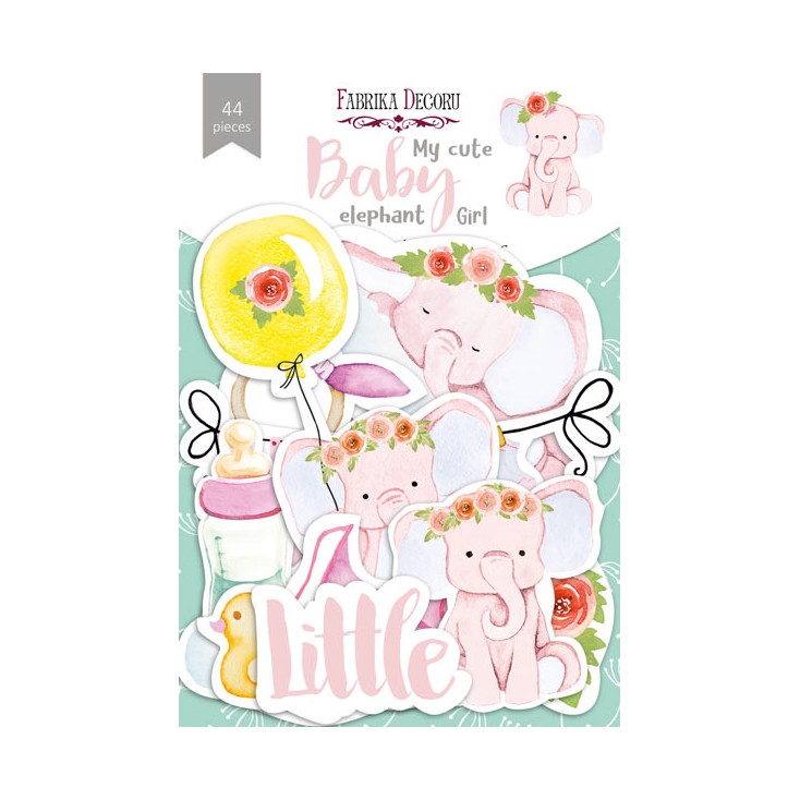 Paper die cutss - My cute baby elephant girl - Fabrika Decoru - 44 - pieces