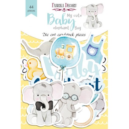 Papierowe kształty - die-cuts - My cute baby elephant boy - Fabrika Decoru - 44 - elementów