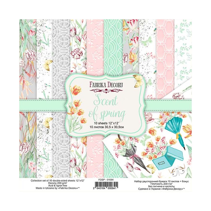 Scrapbooking papers - set of papers 30x30cm - Scent of spring - Fabrika Decoru