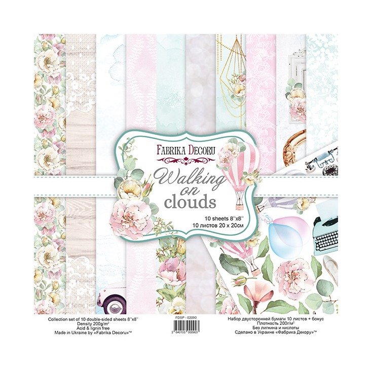 Scrapbooking papers - set of papers 30x30cm - Walking on clouds - Fabrika Decoru