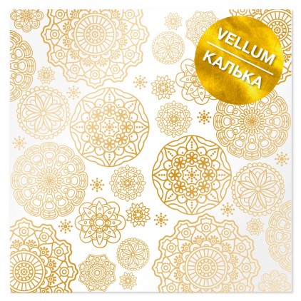 Kalka, pergamin - Golden Napkins - papier pergaminowy ze złotym nadrukiem - mleczno-biały - Fabrika Decoru