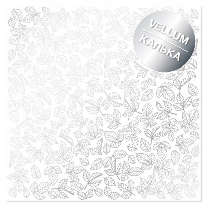 Kalka, pergamin - Silver Rose leaves - papier pergaminowy ze srebrnym nadrukiem - mleczno-biały - Fabrika Decoru
