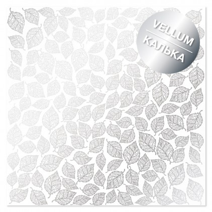 Kalka, pergamin - Silver Leaves mini - papier pergaminowy ze srebrnym nadrukiem - mleczno-biały - Fabrika Decoru