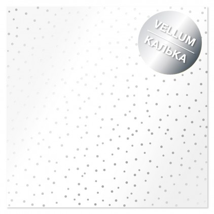 Kalka, pergamin - Silver Drops - papier pergaminowy ze srebrnym nadrukiem - mleczno-biały - Fabrika Decoru