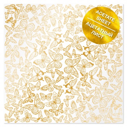 Transparent foil - Golden Butterflies - transparent foil with gold print - Fabrika Decoru
