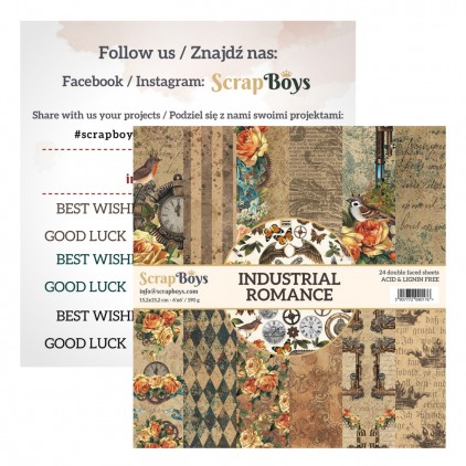 Scrapboys scrapbooking papers - Industrial Romance - small paper pad 15x15cm
