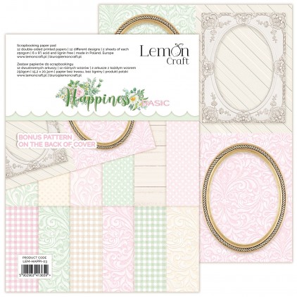 Paper pad - scrapbooking papers 15.2x20.3cm - Happiness Basic - Lemoncraft