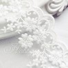 Lace on tulle - flowers with a decorative edge - 9 cm wide - white - 1 meter