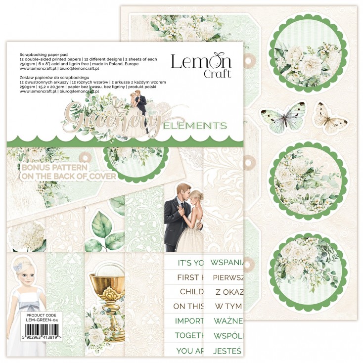 Paper pad - pictures for cutting 15.2x20.3cm - Greenery Elements - Lemoncraft