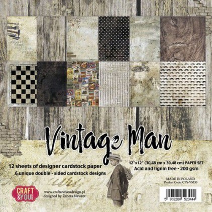 Papiery do scrapbookingu Craft and you design - Vintage Man - Zestaw 30x30cm