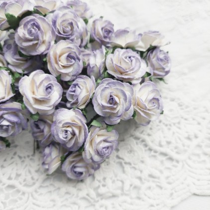 Scrapbooking paper flowers - purple roses - shaded - set of 10 flowers